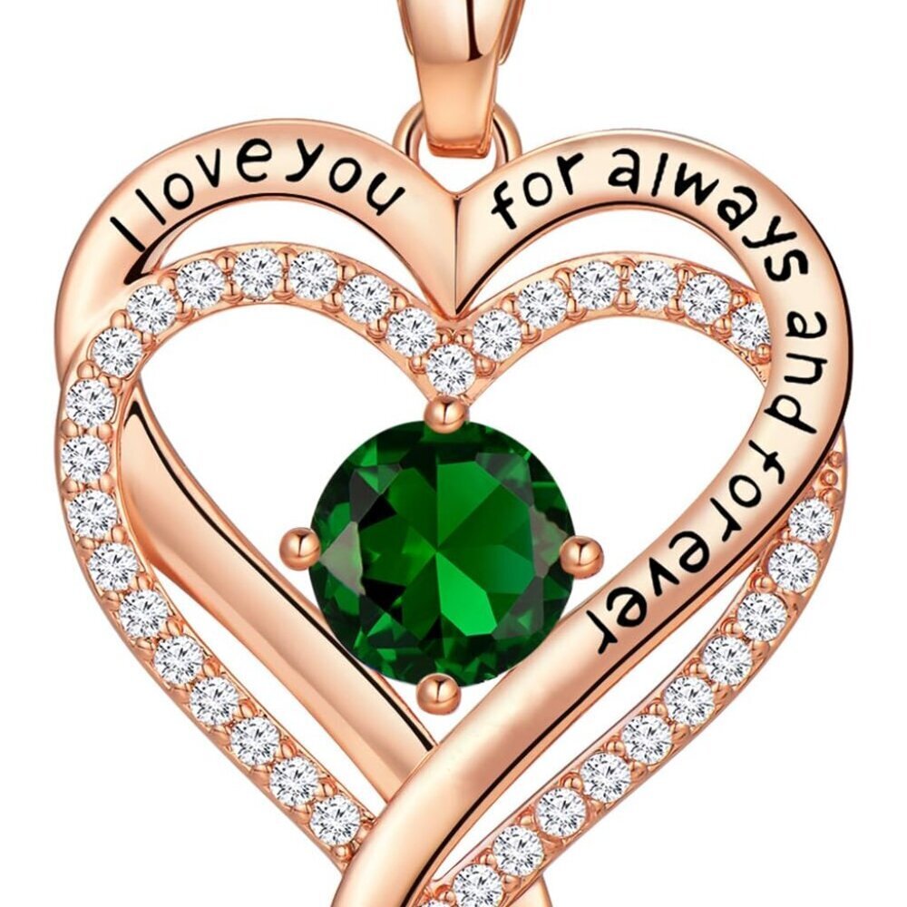 Sterling Silver Infinity Heart Necklace with Cubic Zirconia 18" Chain